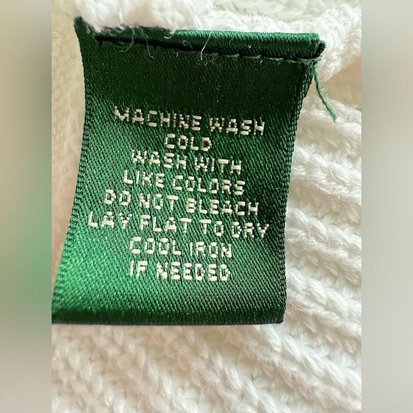 Lauren Ralph Lauren White Nautical Sweater W’s Small Gold Zip Rib Knit LRL Logo - Picture 5 of 9